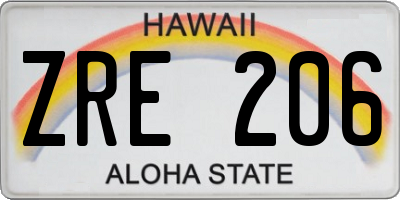 HI license plate ZRE206