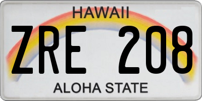 HI license plate ZRE208