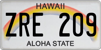 HI license plate ZRE209