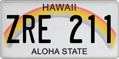 HI license plate ZRE211