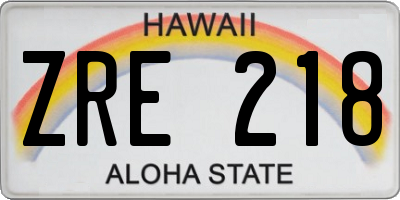 HI license plate ZRE218