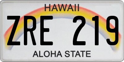 HI license plate ZRE219
