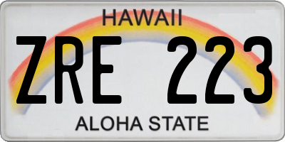 HI license plate ZRE223
