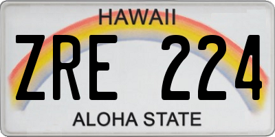 HI license plate ZRE224
