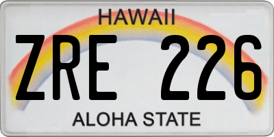 HI license plate ZRE226