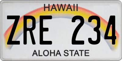 HI license plate ZRE234