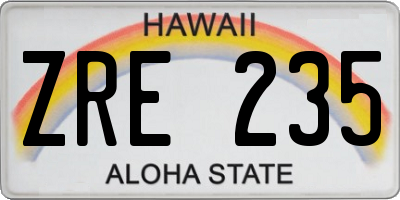 HI license plate ZRE235