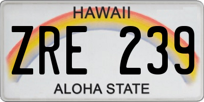 HI license plate ZRE239
