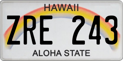 HI license plate ZRE243