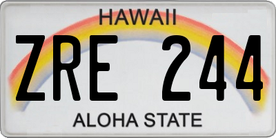 HI license plate ZRE244
