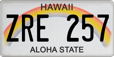 HI license plate ZRE257