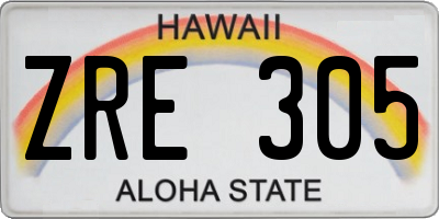 HI license plate ZRE305