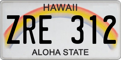 HI license plate ZRE312