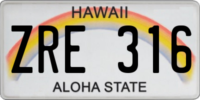 HI license plate ZRE316
