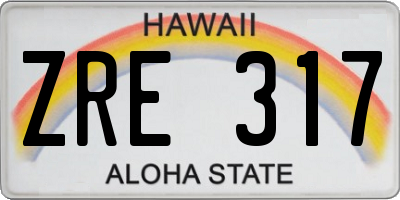 HI license plate ZRE317