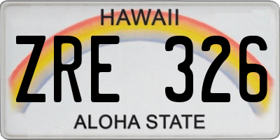 HI license plate ZRE326