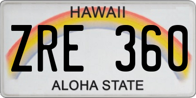 HI license plate ZRE360