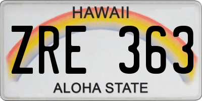 HI license plate ZRE363