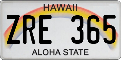 HI license plate ZRE365