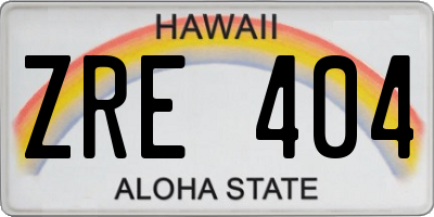 HI license plate ZRE404