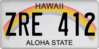 HI license plate ZRE412