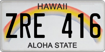 HI license plate ZRE416