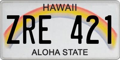 HI license plate ZRE421