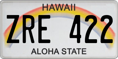 HI license plate ZRE422