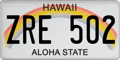 HI license plate ZRE502
