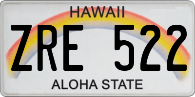 HI license plate ZRE522