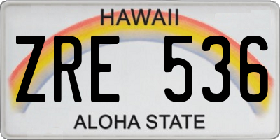 HI license plate ZRE536