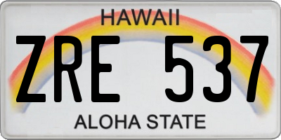 HI license plate ZRE537