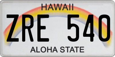 HI license plate ZRE540