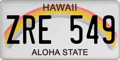 HI license plate ZRE549