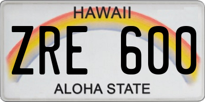 HI license plate ZRE600