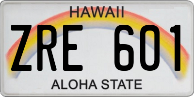 HI license plate ZRE601
