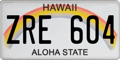 HI license plate ZRE604