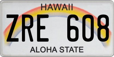 HI license plate ZRE608