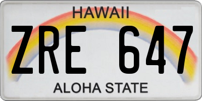 HI license plate ZRE647