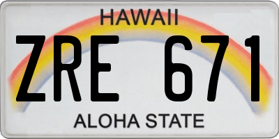 HI license plate ZRE671