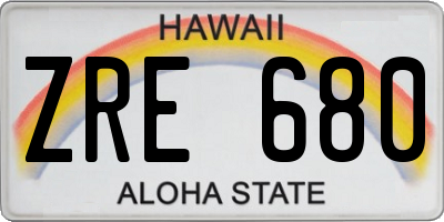 HI license plate ZRE680