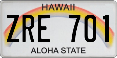 HI license plate ZRE701