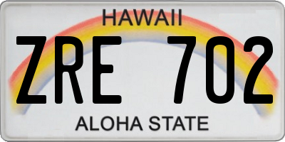 HI license plate ZRE702