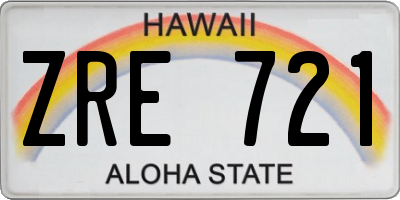 HI license plate ZRE721