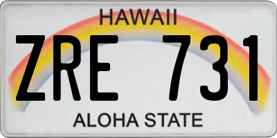 HI license plate ZRE731