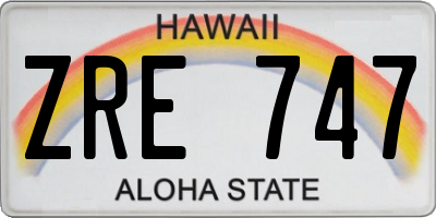 HI license plate ZRE747