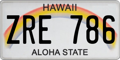 HI license plate ZRE786