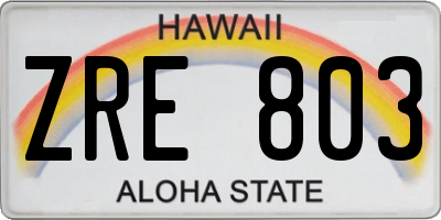 HI license plate ZRE803