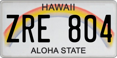 HI license plate ZRE804