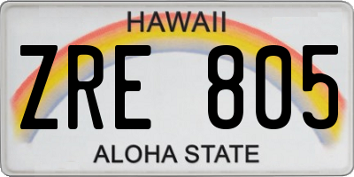 HI license plate ZRE805